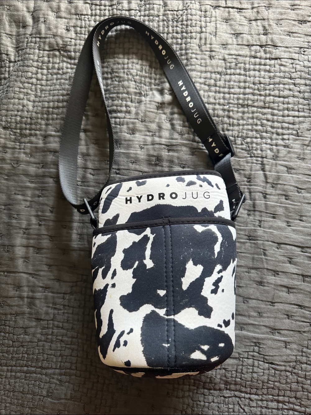 HydroJug Black & White Cow Print Crossbody Bottle Pouch